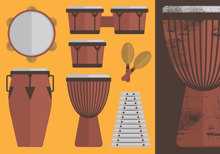 Conjunto de instrumentos de percusión vector