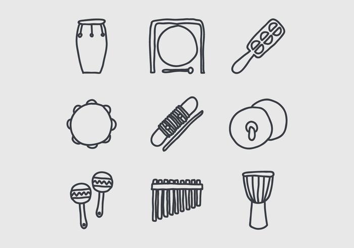 Instrumentos Doodles vector