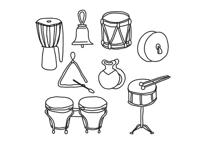 Instrumentos De Percusión Doodles vector