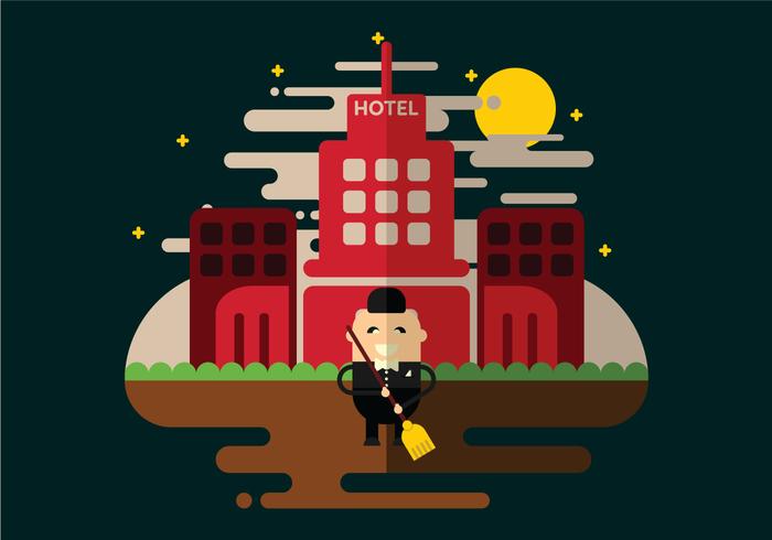 Hotel Janitor Cleaning Vector 