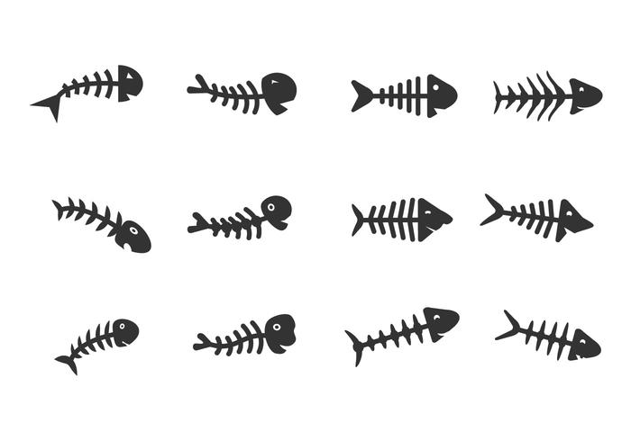 Fishbone set on white background vector