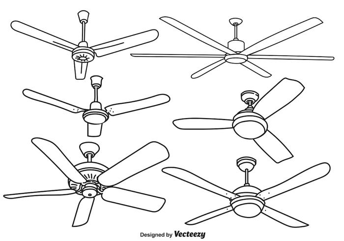 Vector Ceiling Fan Illustrations - Doodle Vector Elements