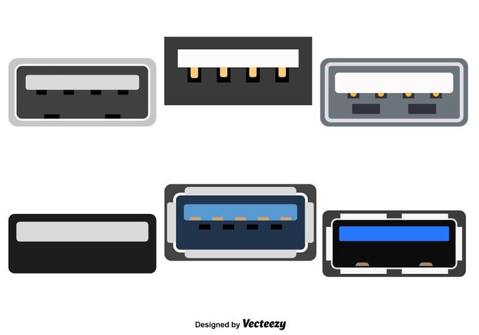 Vector Conjunto De USB Color Icono