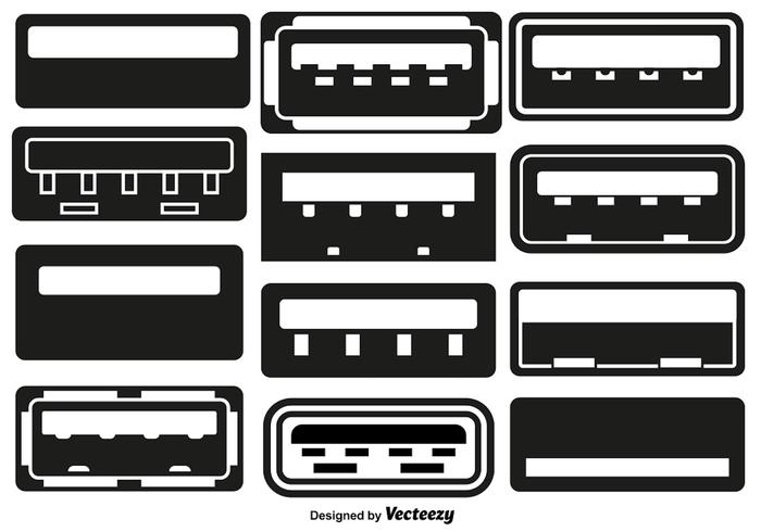 Vector Conjunto De Iconos Planos USB