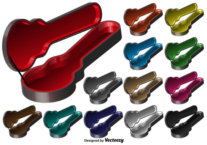 Vector 3D Guitar Case Icon Set