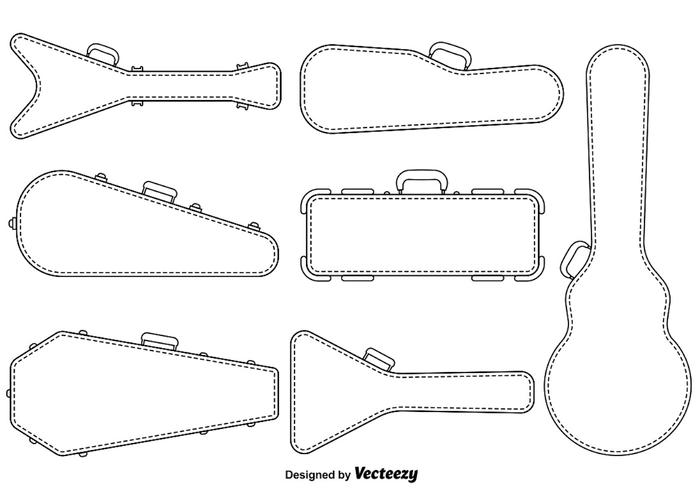 Vector Guitar Case Line Estilo Icon Set