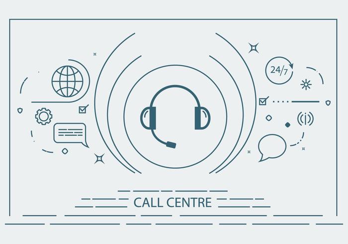 Call Centre Flat Line Vector