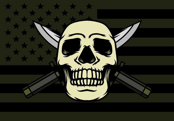 Skull With Bayonet Background vector