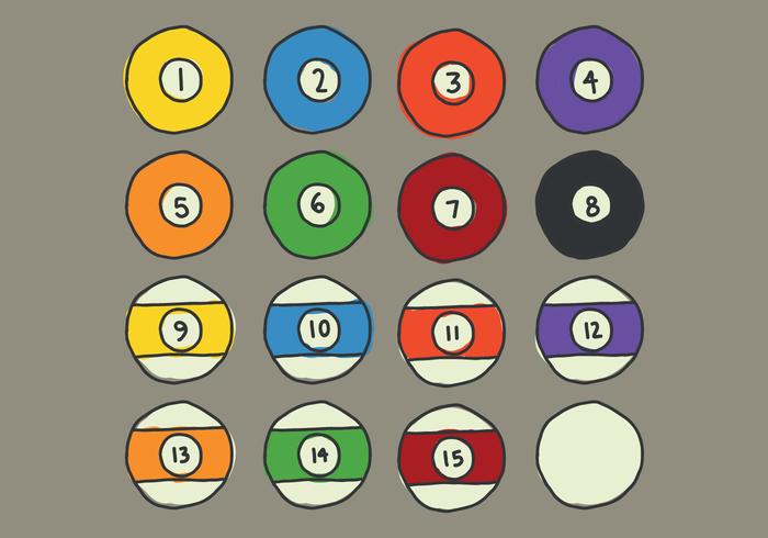 Doodled Pool Balls vector