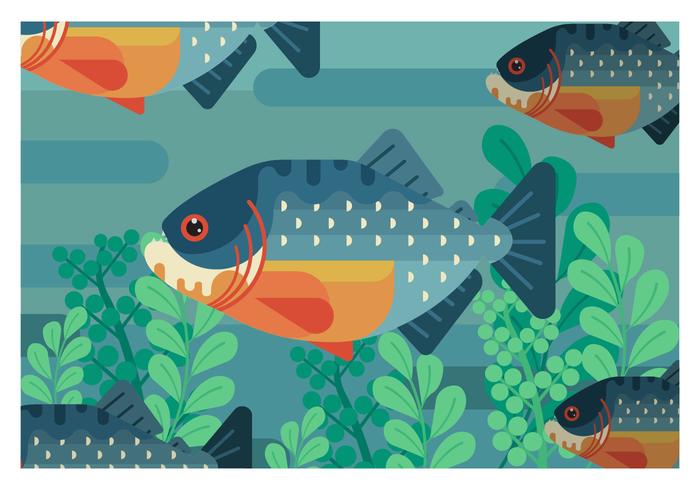 Piranha plana geométrica ilustración vectorial vector