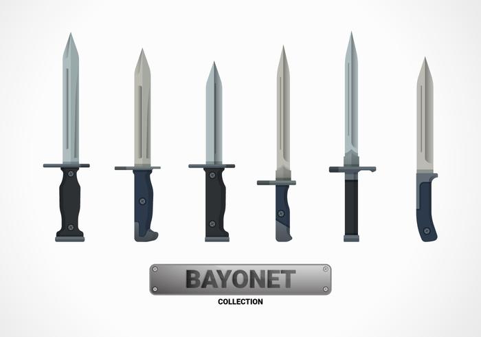 Bayonetas, Plano, vector, Ilustración, Colección vector