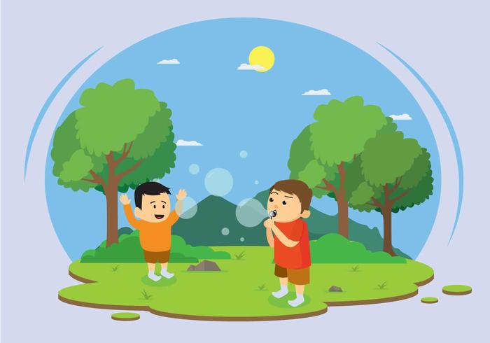 Kids Blowing Bubbles Illustration 160167 Vector Art at Vecteezy