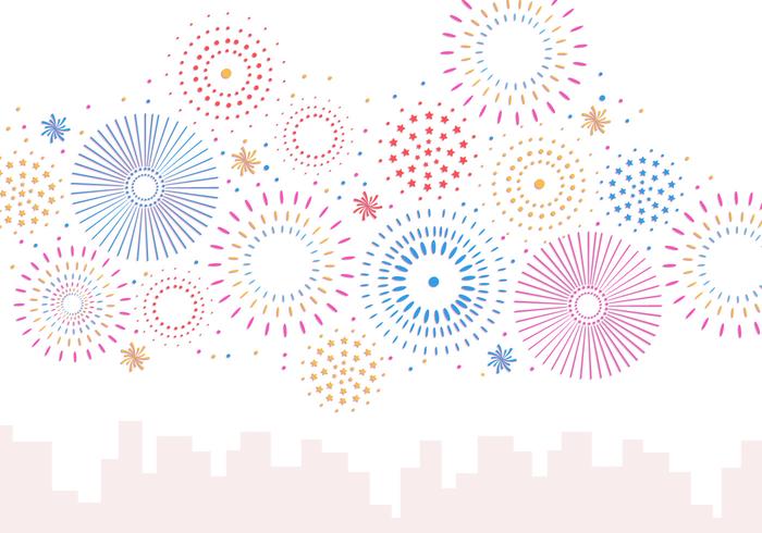 Set Of Fireworks In White Background vector