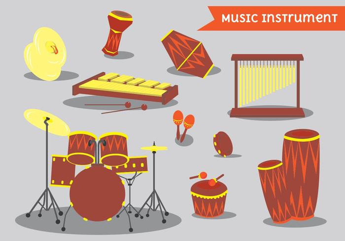 Bongo And Percussion Instrument Pack vector