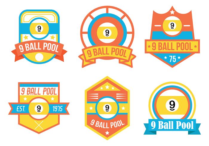 9 insignias del vector de la bola