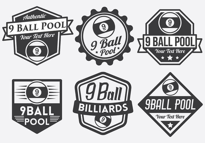 9 insignias del vector de la bola