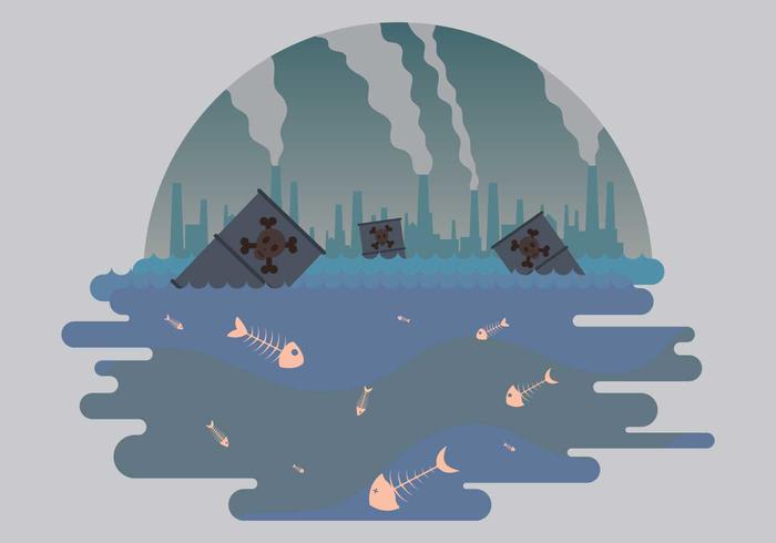 Dead Fish and Pollution Illustration vector