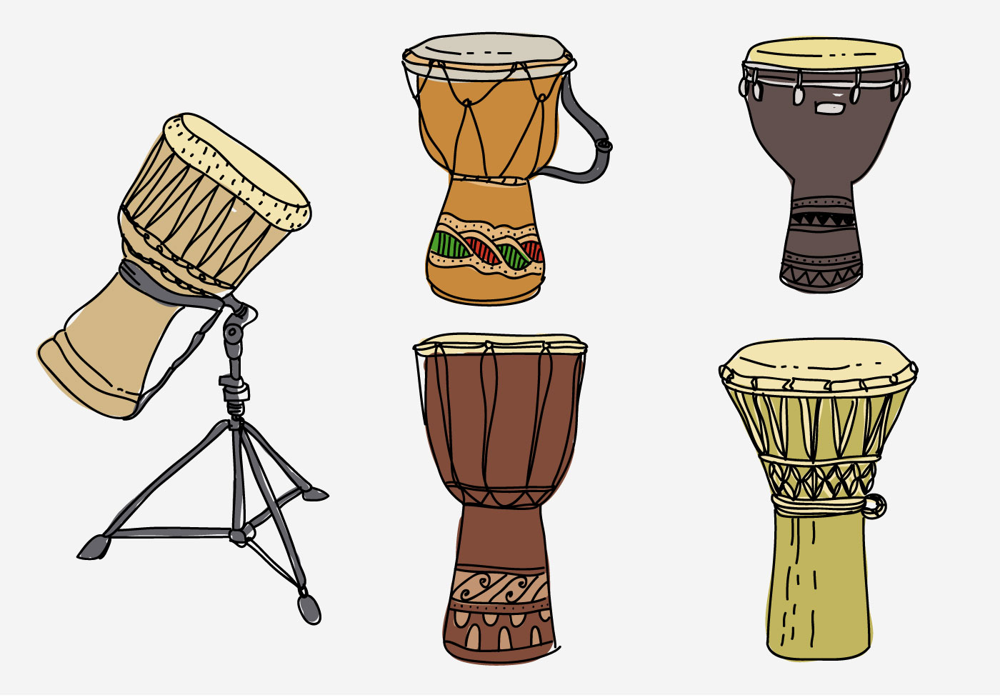 Traditional Djembe Hand Drawn Vector Illustration 160277 Vector Art at