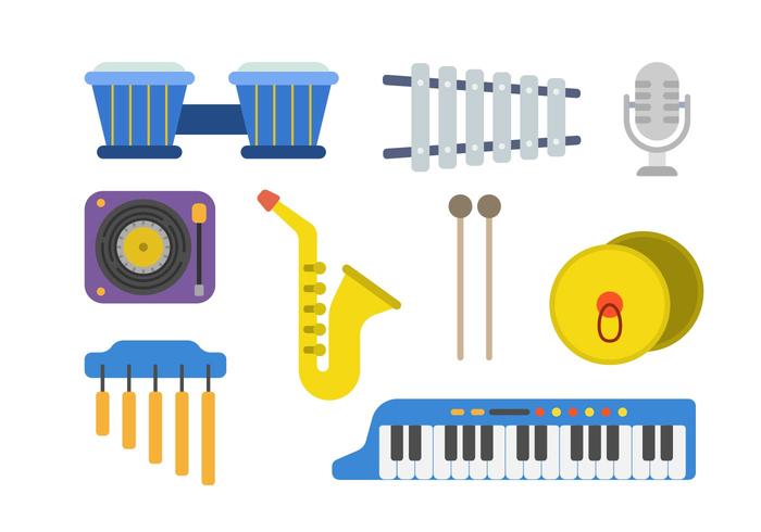 Flat Music Instrument Vectors Flat Music Instrument Vectors