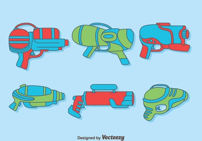 Dibujado a mano colección de armas de agua Vector