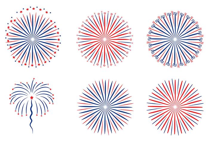 Patriotic Fireworks White Background Vector 