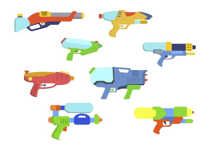 Flat Water Gun Vectors Flat Water Gun Vectors