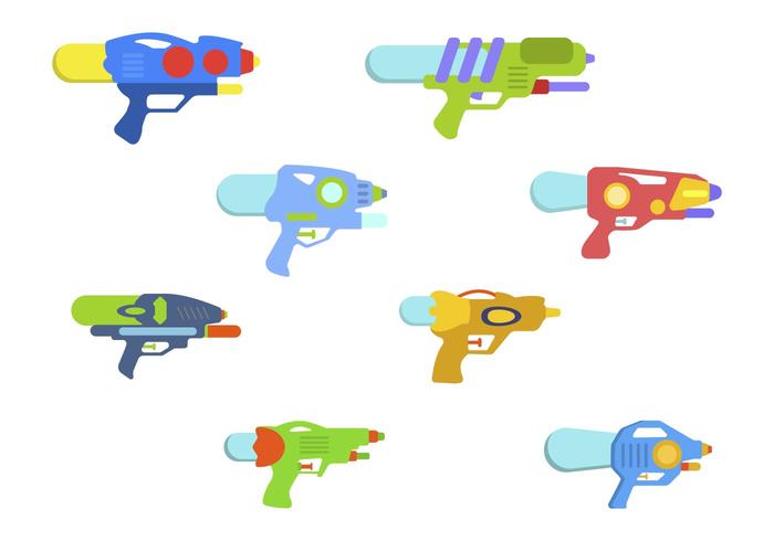 Flat Water Gun Vectors