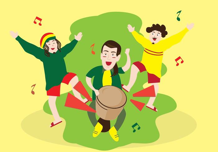 Músicos, juego, Djembe, vector