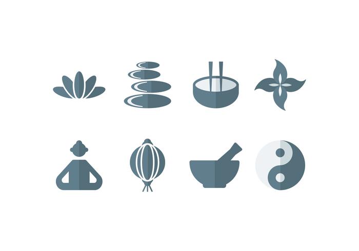 Meditation, yoga, zen, buddha set icons vector
