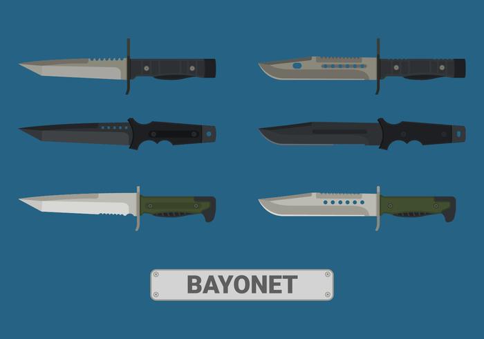 Bayonet Flat Vector Illustration Collection