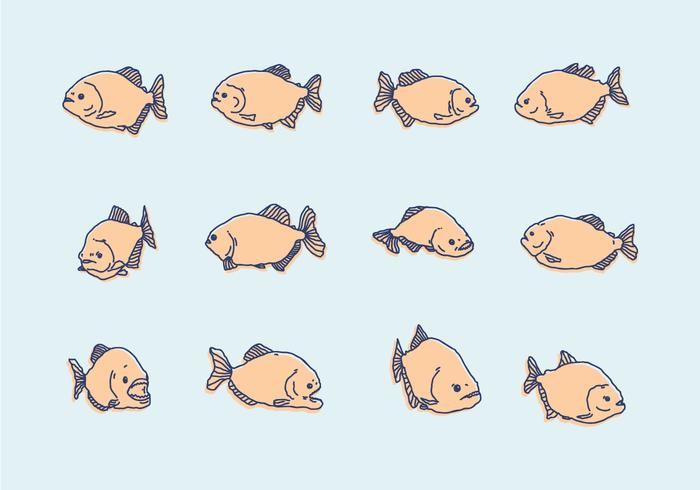 Piranha Handdrawn Icons vector