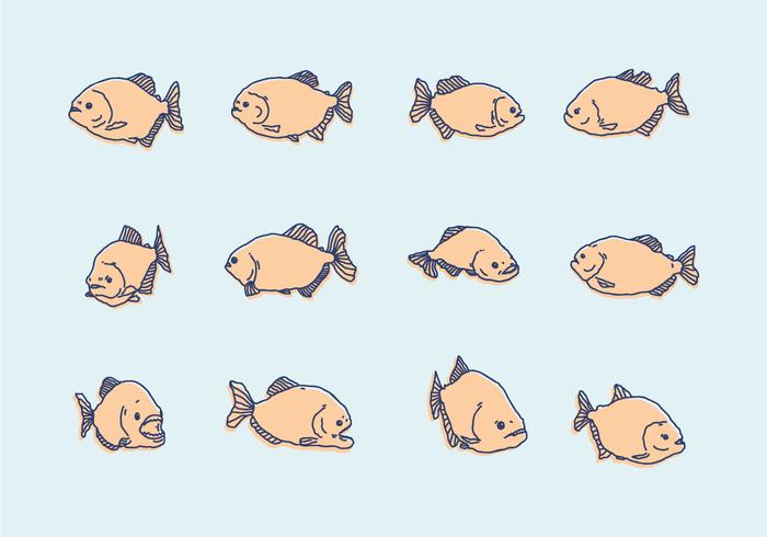 piranha iconos handdrawn vector