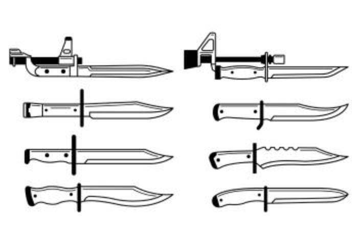 Set Of Bayonet Icons vector
