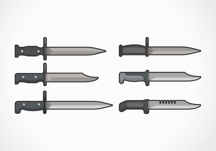 Bayonet Flat Vector Illustration Collection