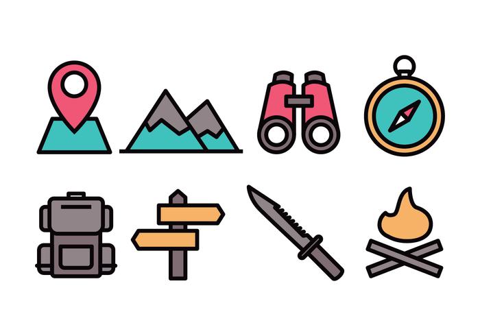 Conjunto de iconos de campamento vector