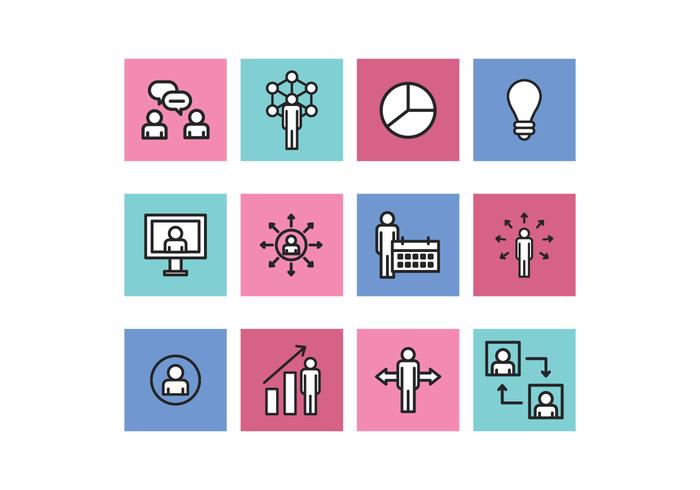 Outlined Business Icons vector