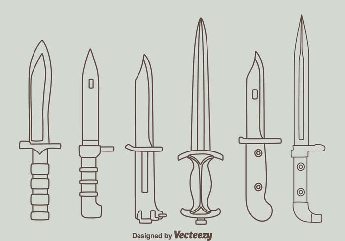 Bayonet Knife Line Collection Vector