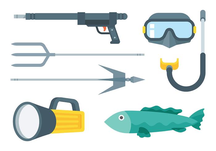 Iconos de pesca submarina vector
