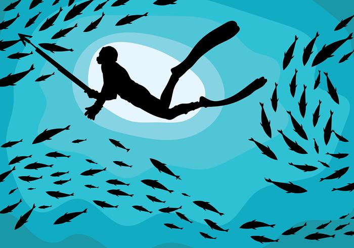 Spearfishing Vector de fondo