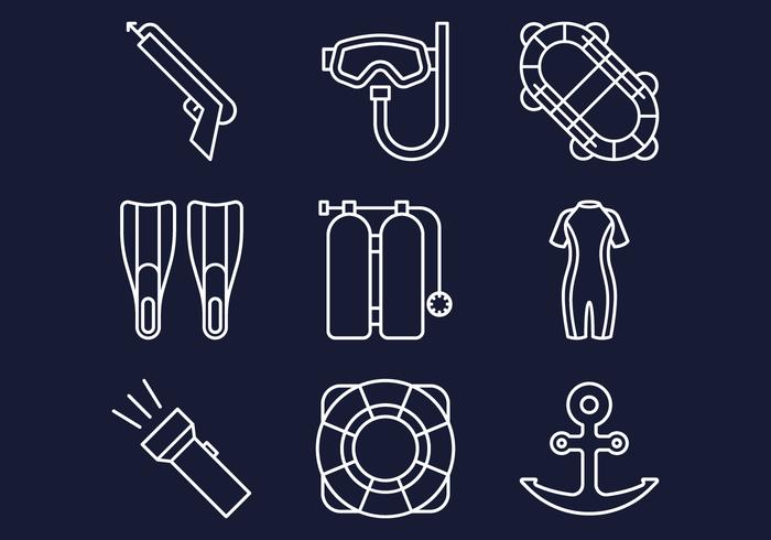 Spearfishing Line Icons vector