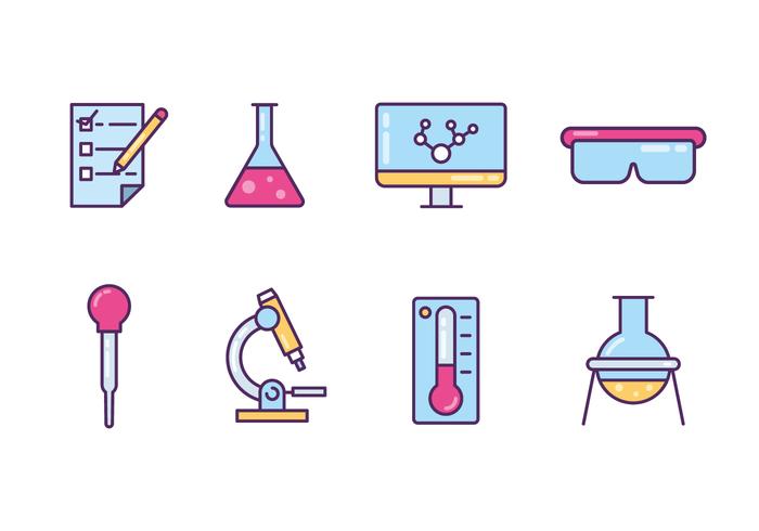 Libere los iconos de los objetos del laboratorio vector