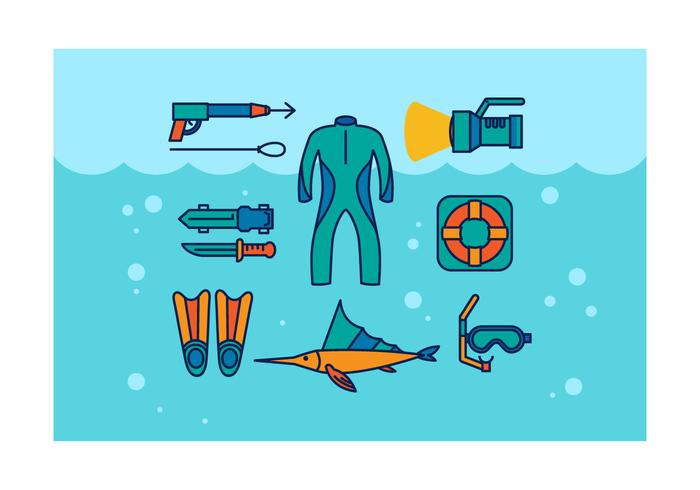 Free Iconos de pesca submarina vector