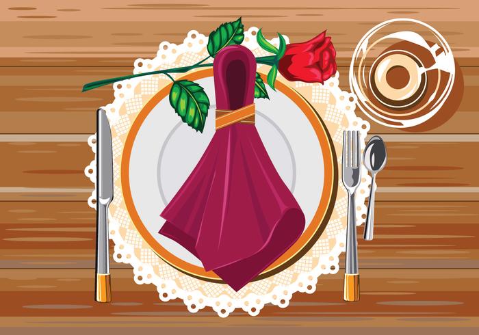 Brown Table white Restaurant Napkin with Knife, Fork and Serviette vector