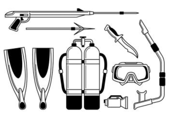 Icono de pesca submarina vector