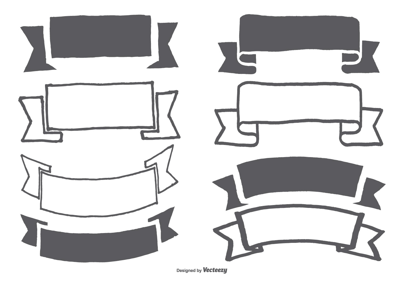 Hand Drawn Banner  Ribbon Collection Download Free 