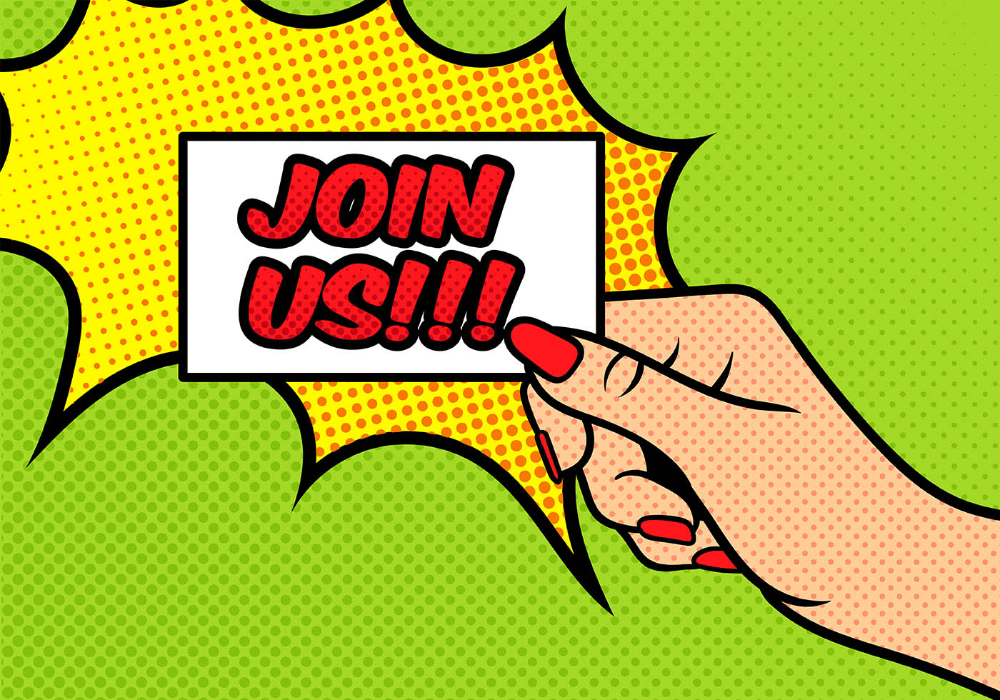 Join Us Pop Art Background Vector - Download Free Vectors ...