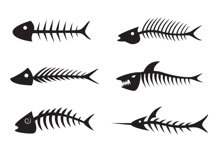 Black Fishbone Silhouette Vector