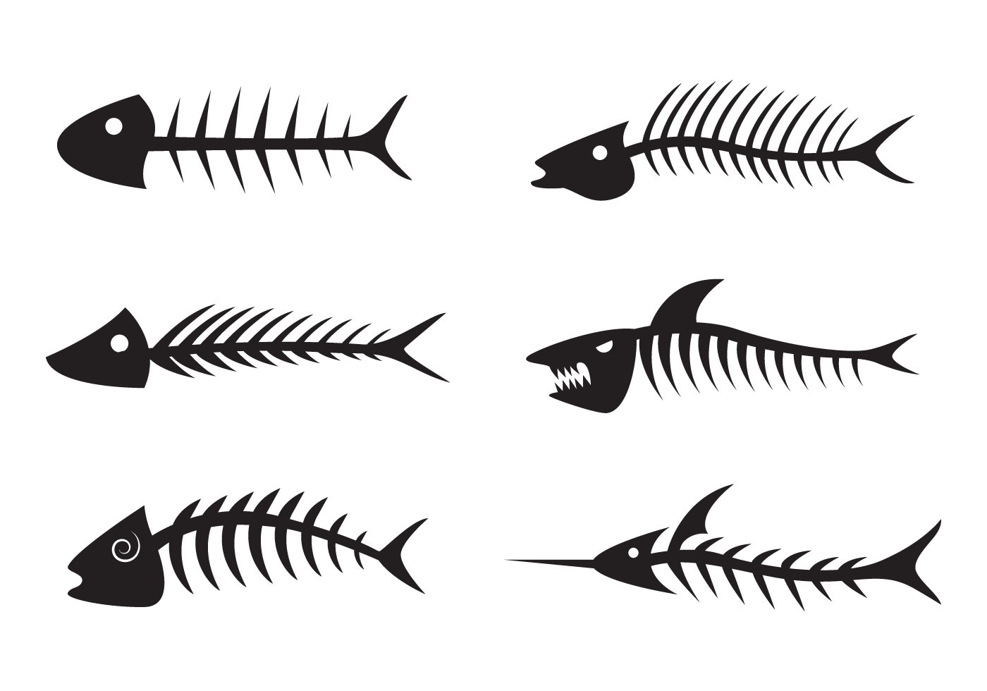 Download Black Fishbone Silhouette Vector 160747 Vector Art at Vecteezy