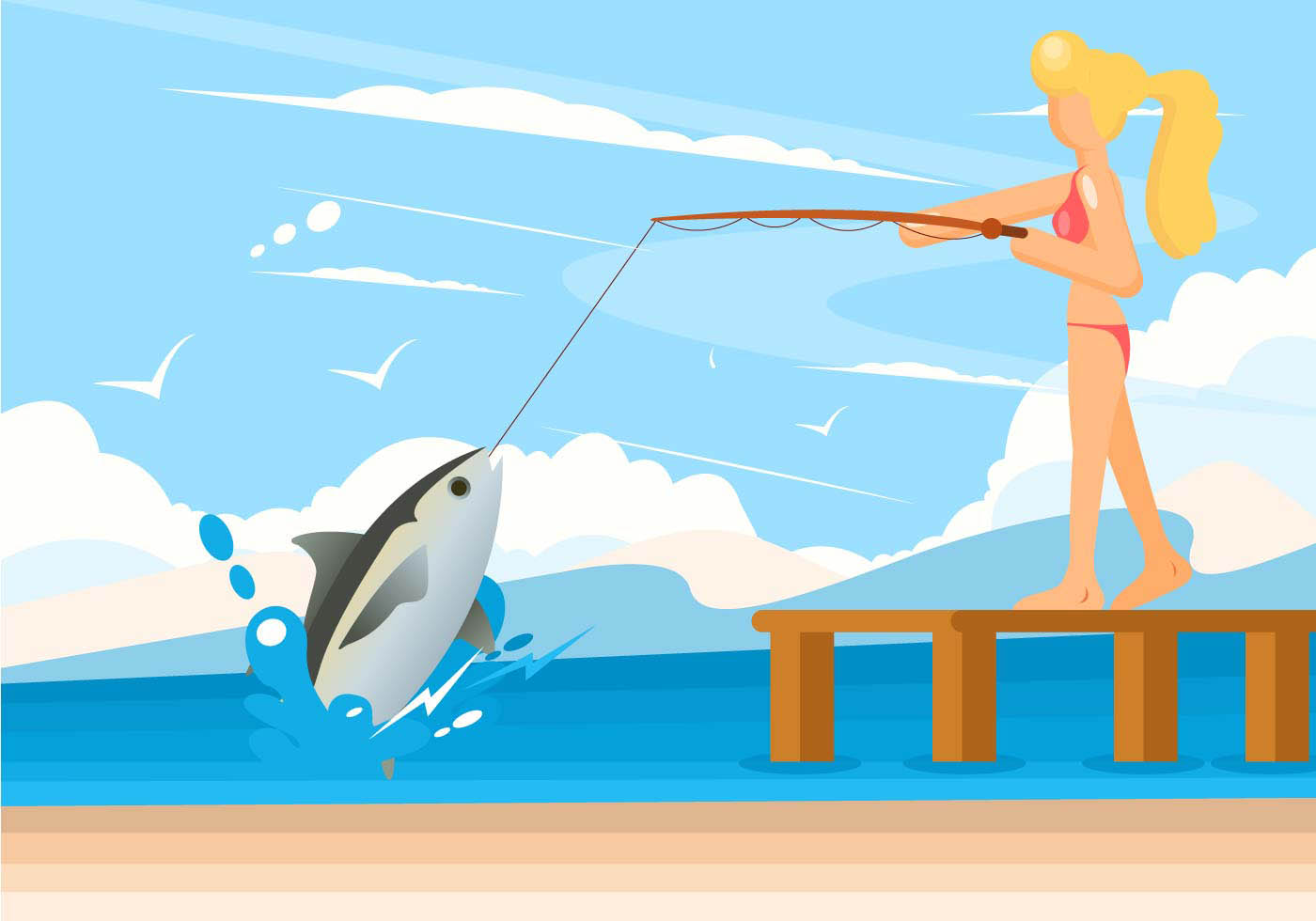 Download Women Fishing Vector - Download Free Vectors, Clipart ...