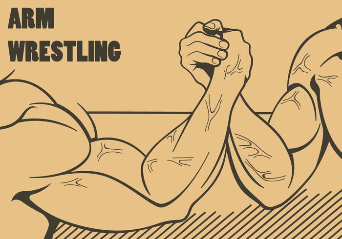 Arm Wrestling Outline Illustration vector